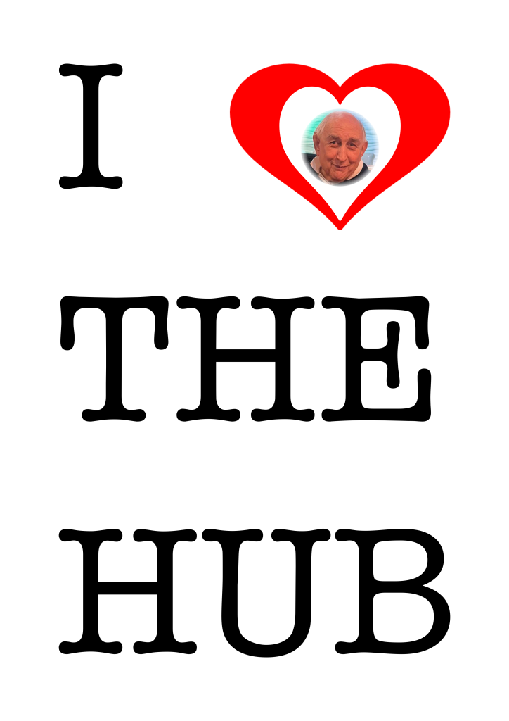 Image saying "I love the Hub" created by Pam for carers week