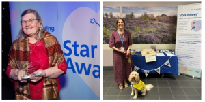 Picture of two of the volunteers, one with her dog