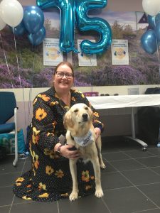 Becky with Josie celebrating the 75th anniversary of the NHS.