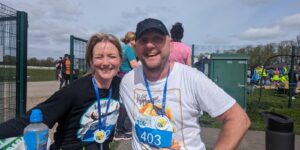 Helen Cooke (left) and Russell Smith (right) at TEWV 10k event